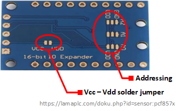 PCF857x I/O Expander chip/modul reverse side PCF857x I/O Expander chip/modul reverse side